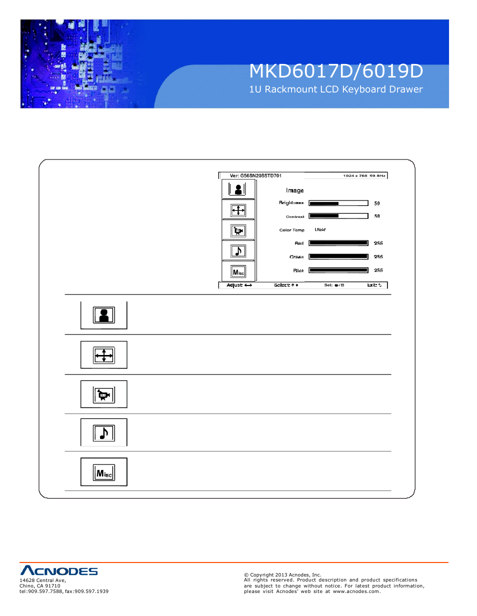 3 > on-screen display operation ( osd ) | Acnodes MKD 6019D User Manual | Page 14 / 15