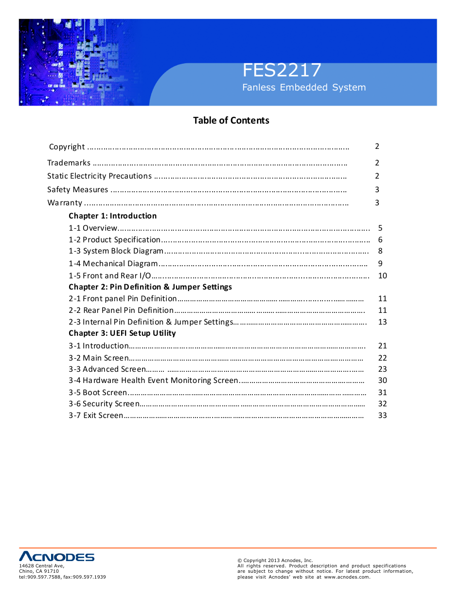 Acnodes FES 2217 User Manual | Page 4 / 33