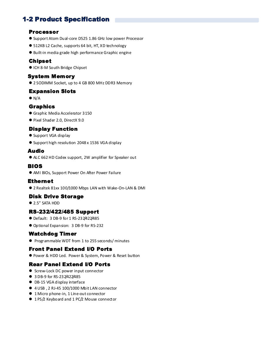 2 product specification | Acnodes FES 2217 User Manual | Page 6 / 33