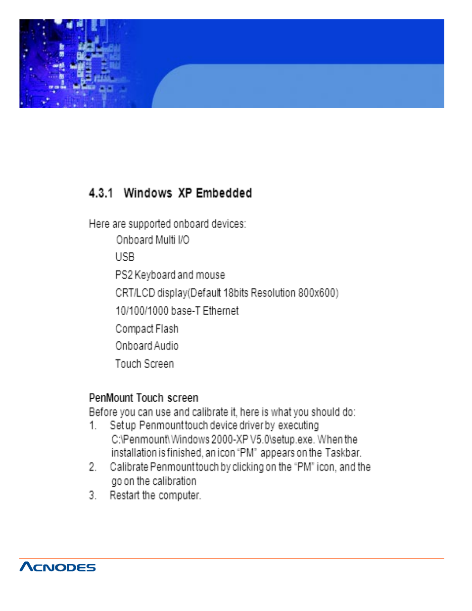 Fpc 5104, 3 embedded o.s, Touch panel pc | Acnodes FPC 5104 User Manual | Page 70 / 71