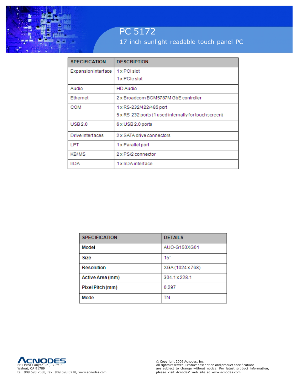 Rmc 7152, Pc 5172 | Acnodes PC 5172 User Manual | Page 13 / 104