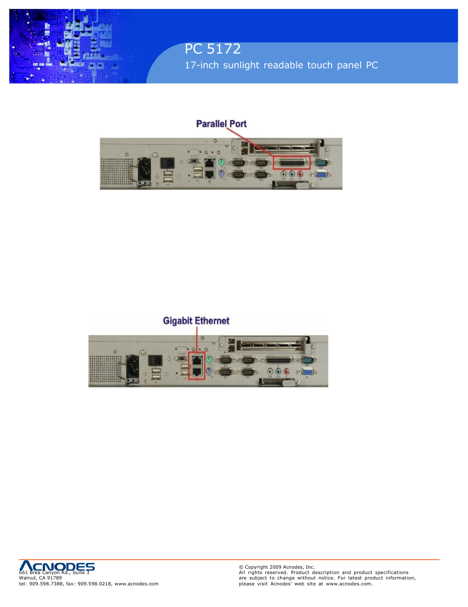 Pc 5150, Pc 5172, Inch touch panel pc | Inch sunlight readable touch panel pc | Acnodes PC 5172 User Manual | Page 26 / 104