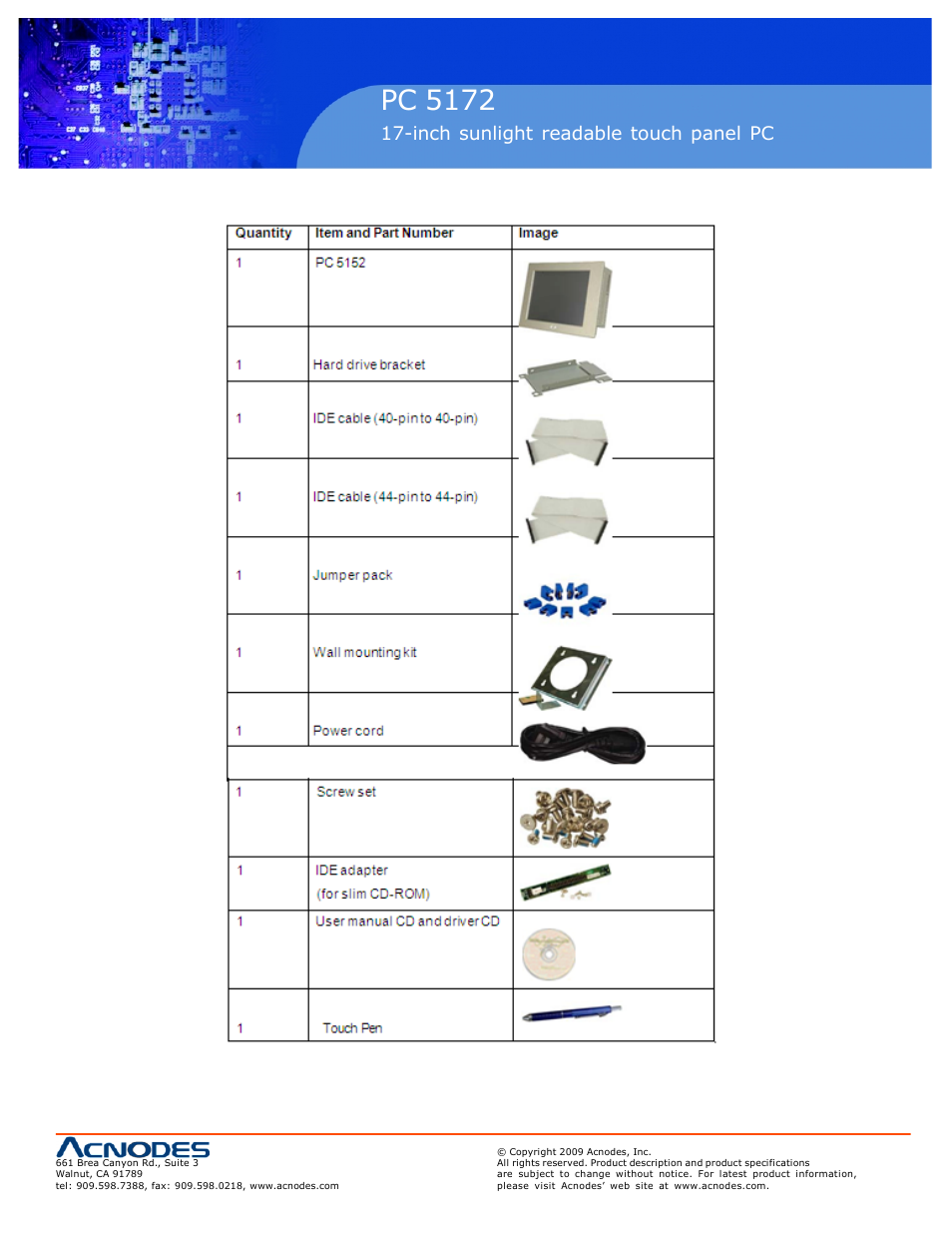 Rmc 7152, Pc 5172 | Acnodes PC 5172 User Manual | Page 29 / 104