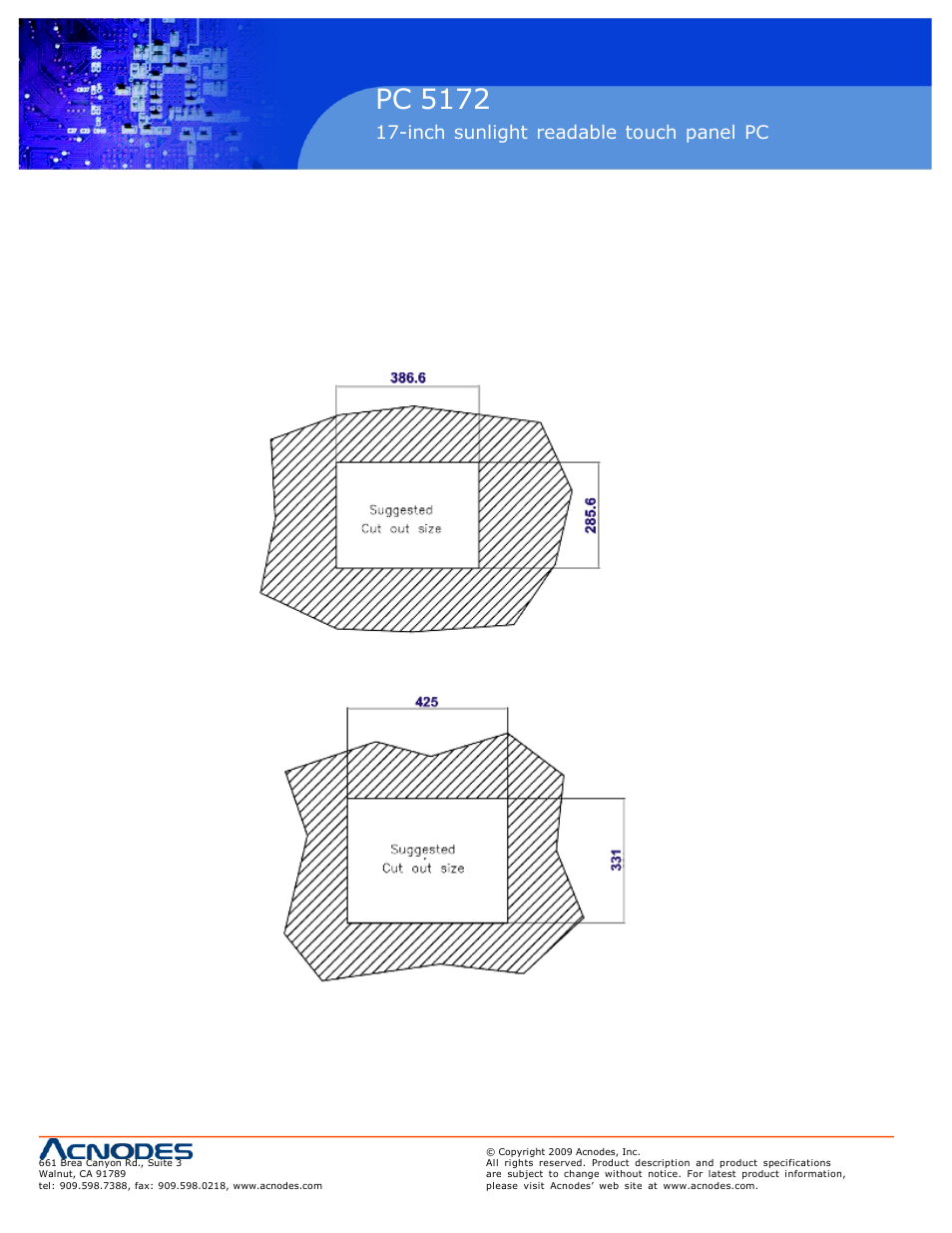 Pc 5150, Pc 5172, Inch touch panel pc | Inch sunlight readable touch panel pc | Acnodes PC 5172 User Manual | Page 44 / 104