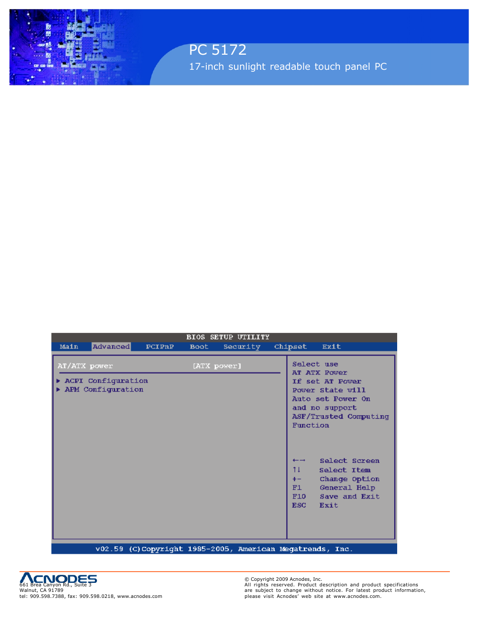 Pc 5150, Pc 5172, Inch touch panel pc | Inch sunlight readable touch panel pc | Acnodes PC 5172 User Manual | Page 64 / 104