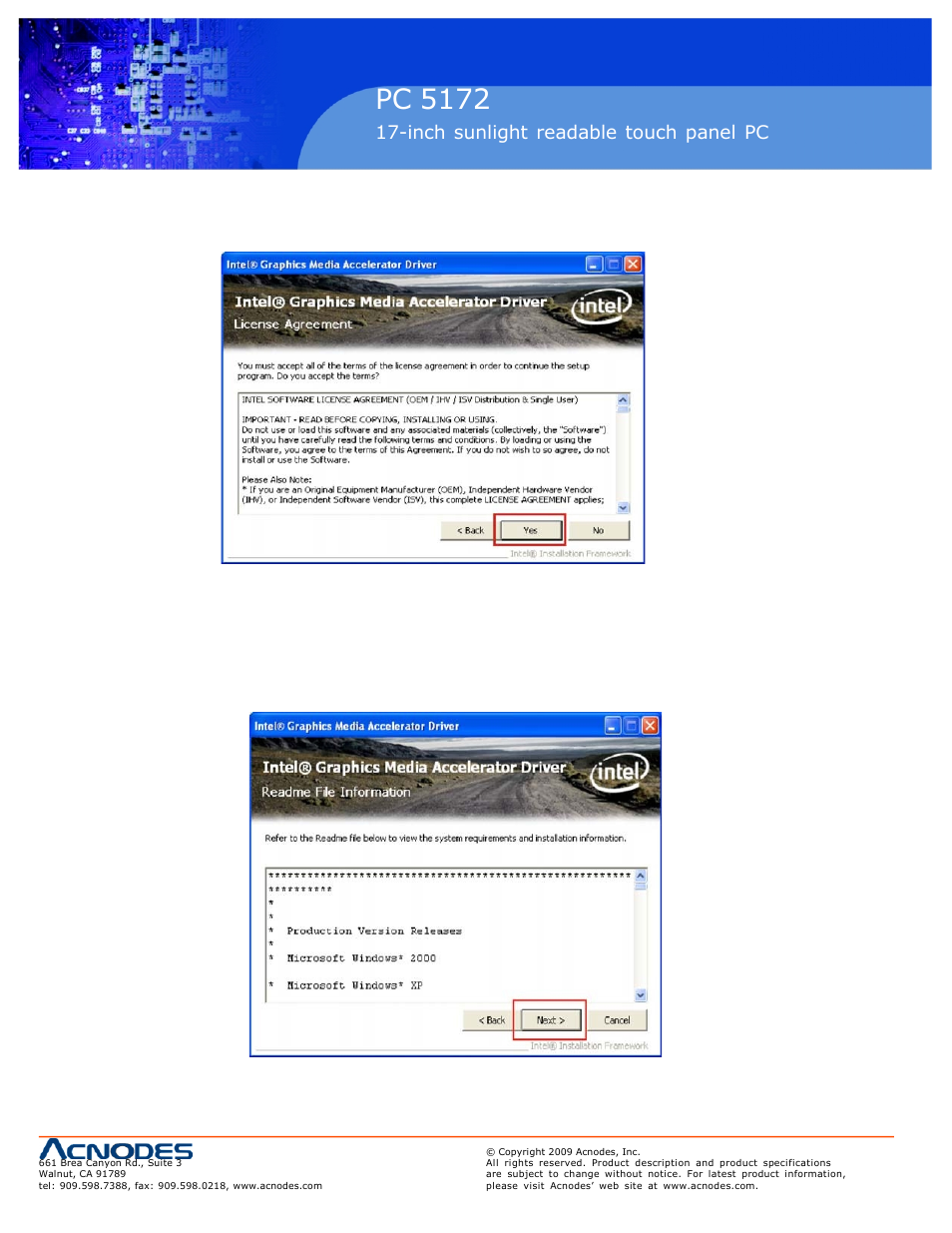Pc 5150, Pc 5172, Inch touch panel pc | Inch sunlight readable touch panel pc | Acnodes PC 5172 User Manual | Page 88 / 104