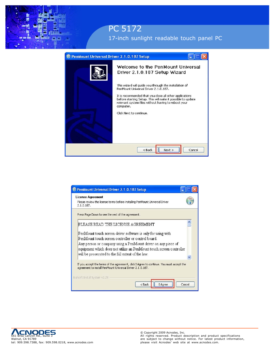 Pc 5150, Pc 5172, Inch touch panel pc | Inch sunlight readable touch panel pc | Acnodes PC 5172 User Manual | Page 96 / 104