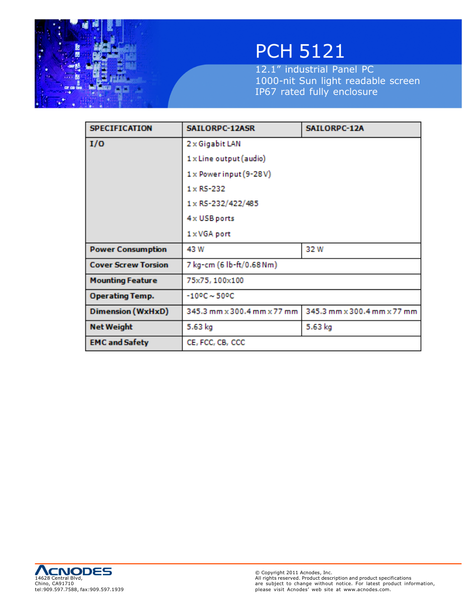 Pch 5121 | Acnodes PCH 5121 User Manual | Page 11 / 82