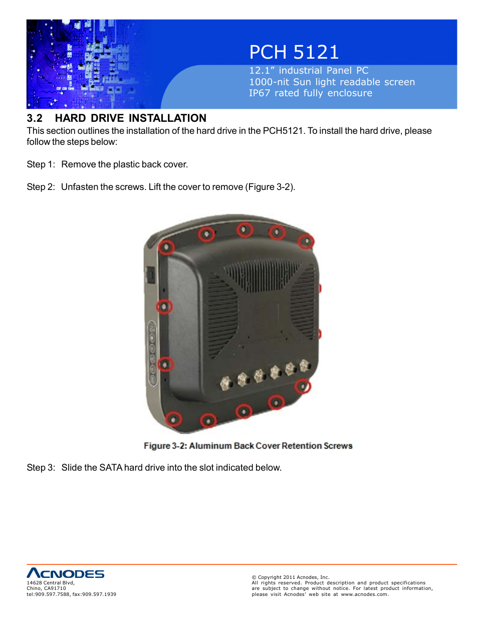 Pch 5121, 2 hard drive installation | Acnodes PCH 5121 User Manual | Page 16 / 82