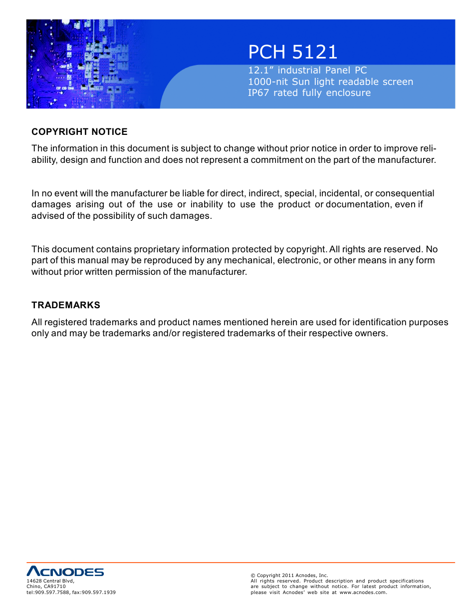 Pch 5121 | Acnodes PCH 5121 User Manual | Page 2 / 82