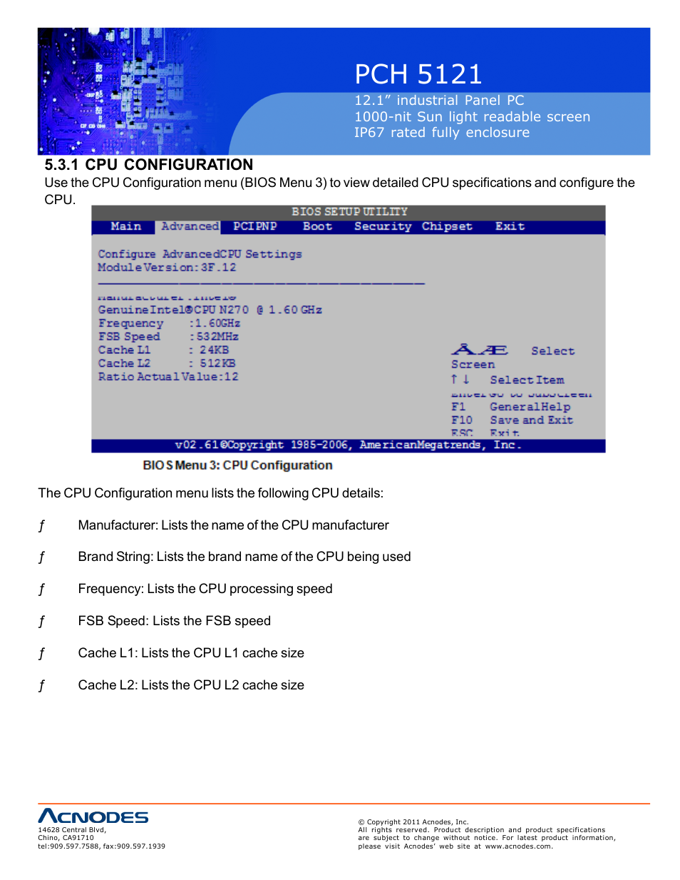 Pch 5121, 1 cpu configuration | Acnodes PCH 5121 User Manual | Page 36 / 82