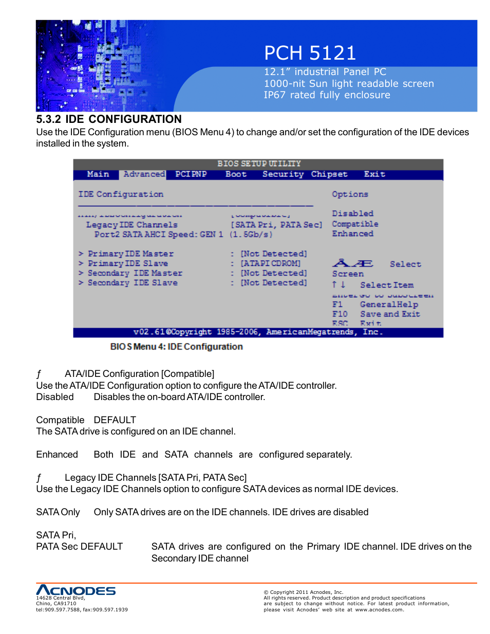 Pch 5121, 2 ide configuration | Acnodes PCH 5121 User Manual | Page 37 / 82