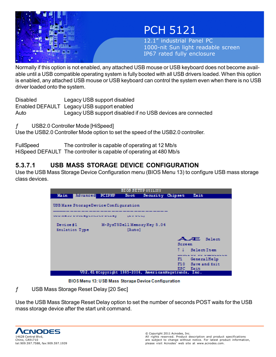 Pch 5121, 1 usb mass storage device configuration | Acnodes PCH 5121 User Manual | Page 54 / 82