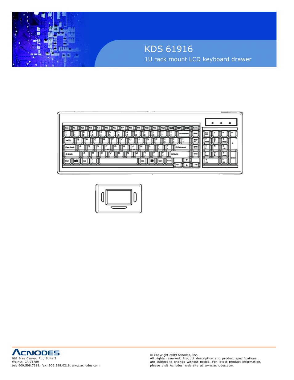 1u rack mount lcd keyboard drawer | Acnodes KDS 61916 User Manual | Page 10 / 25