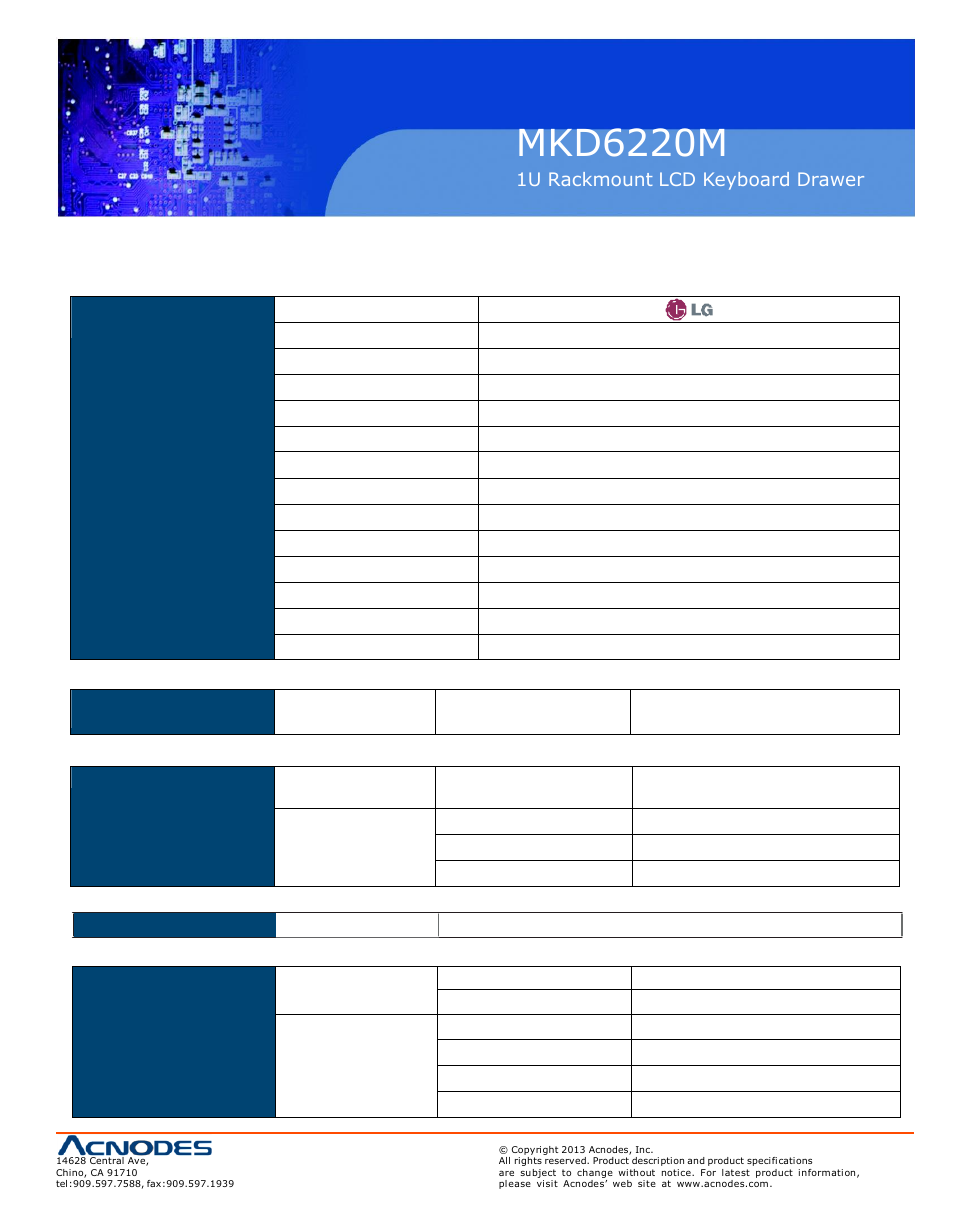 Mkd6 220m, Part 2 > < 2.1 > product specifications | Acnodes MKD 6220M User Manual | Page 9 / 14