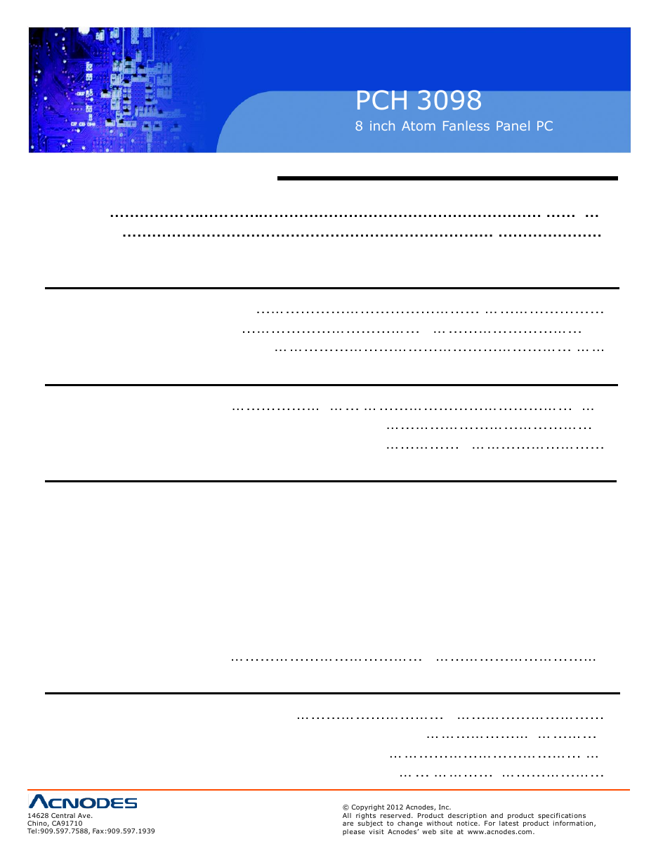 Acnodes PCH 3298 User Manual | Page 4 / 82