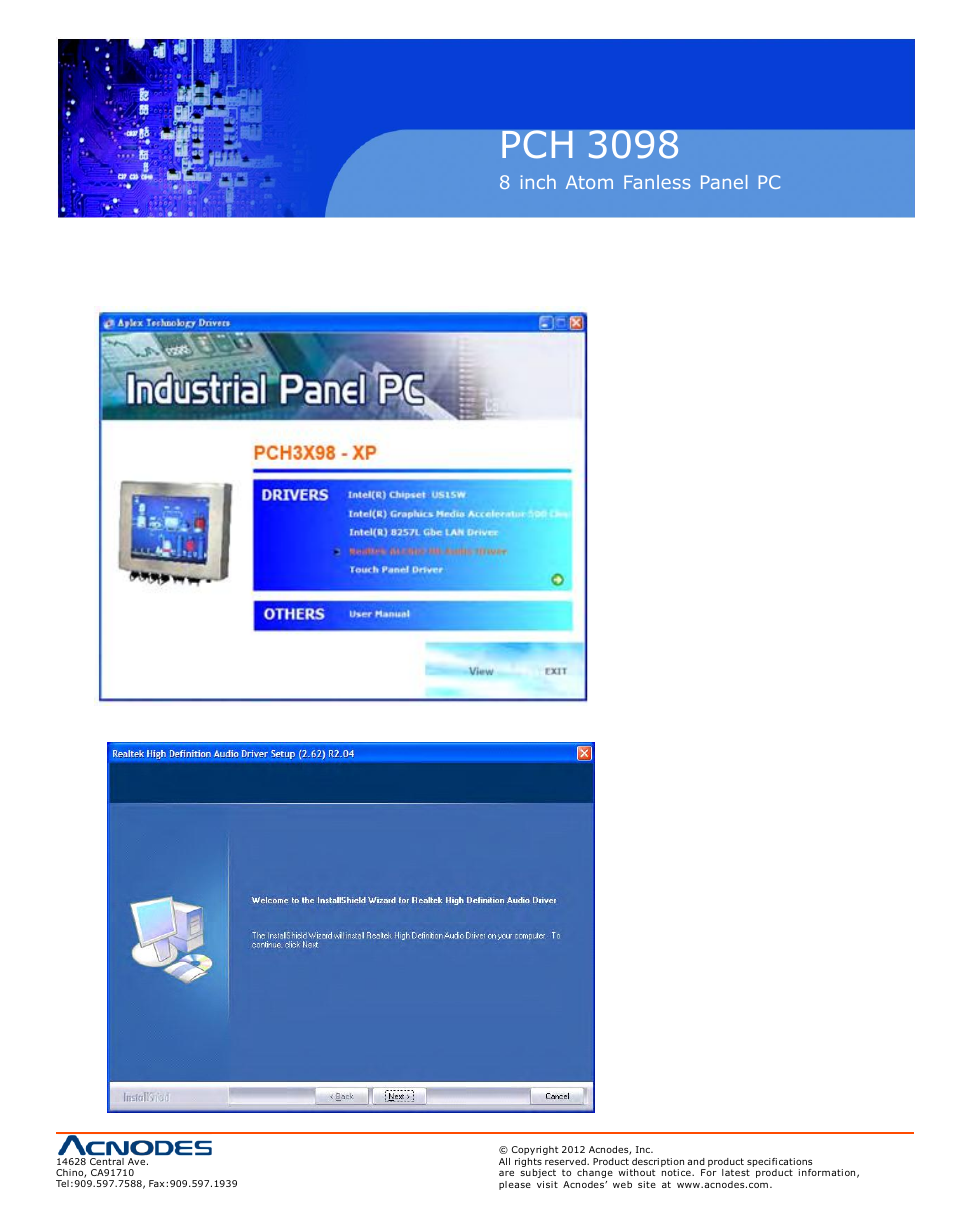 Pch 3098, 4 realtek hd audio driver installation | Acnodes PCH 3298 User Manual | Page 63 / 82