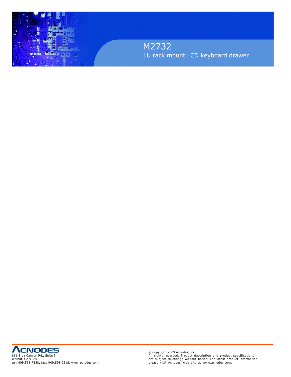 Index, M2732, 1u rack mount lcd keyboard drawer | Acnodes M 2732 User Manual | Page 2 / 27