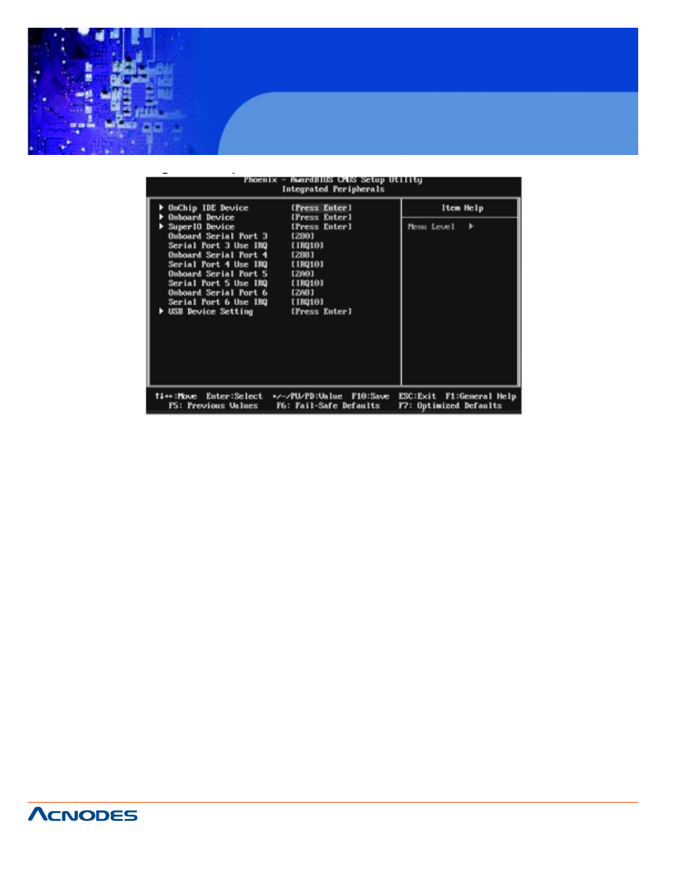 Fpc 7120, 6 integrated peripherals | Acnodes FPC 7120 User Manual | Page 42 / 79