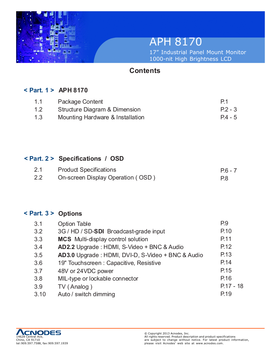 Acnodes APH 8170 User Manual | Page 3 / 24