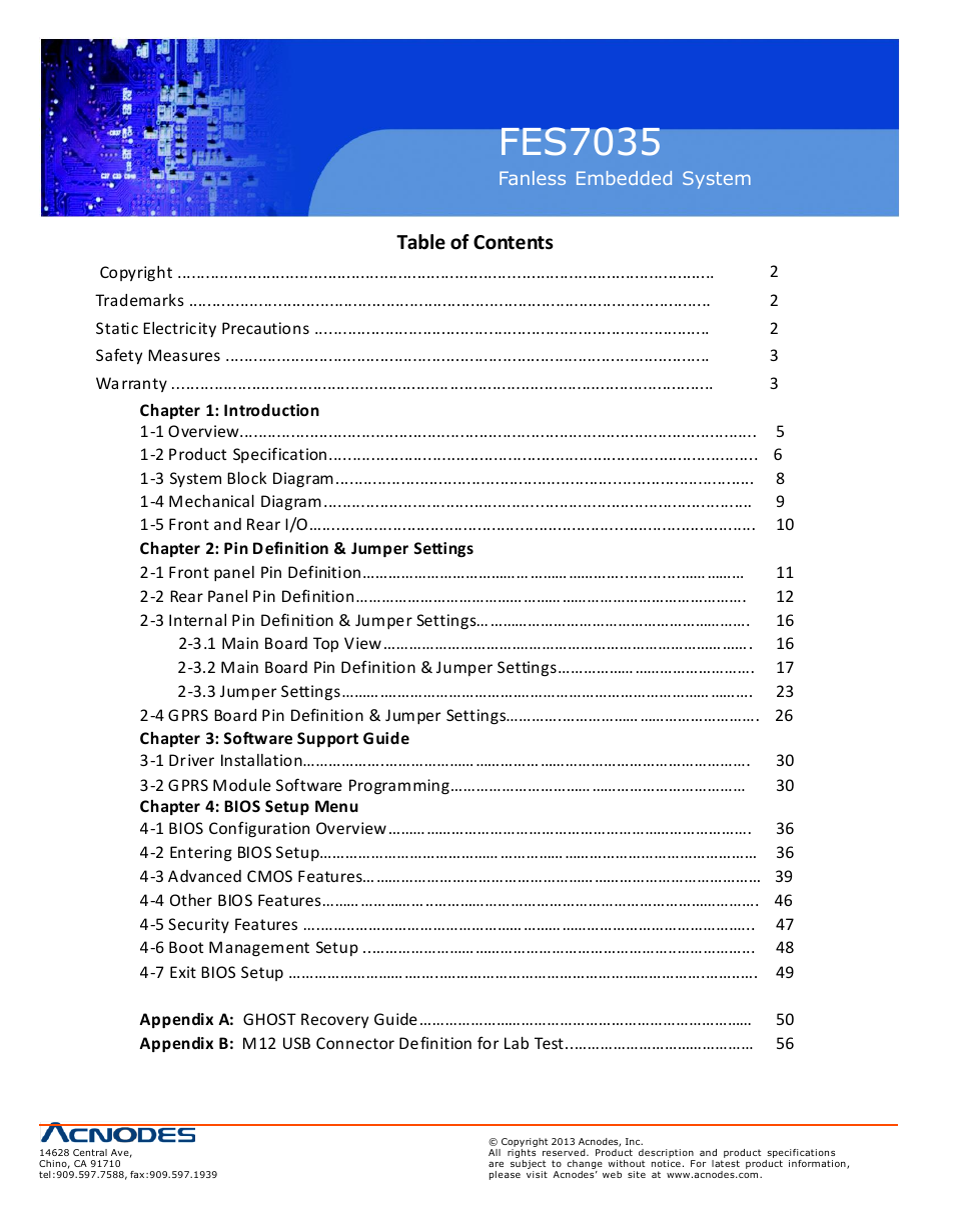 Acnodes FES 7035 User Manual | Page 4 / 55