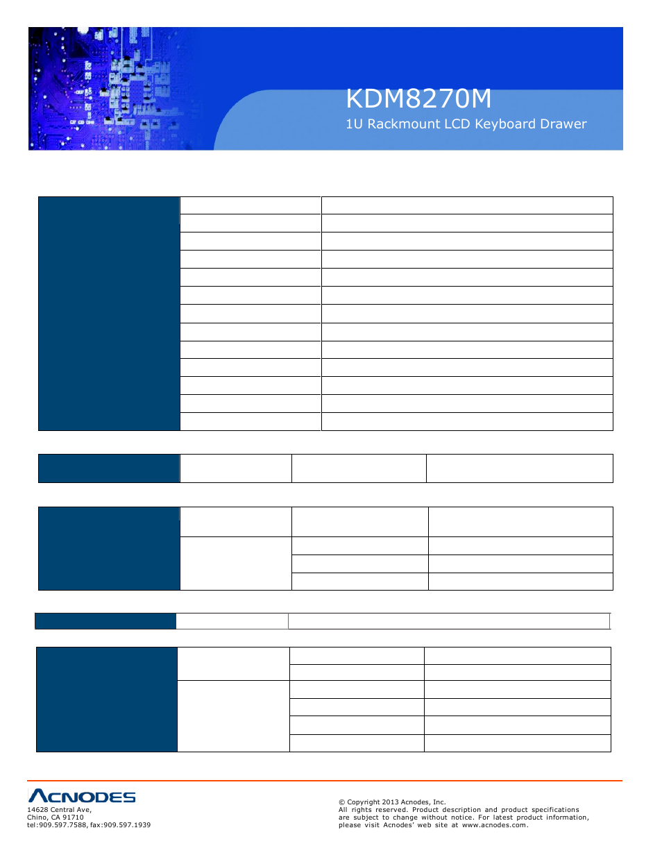 Kdm8270m, Part 2 > < 2.1 > product specifications | Acnodes KDM 8270M User Manual | Page 10 / 18