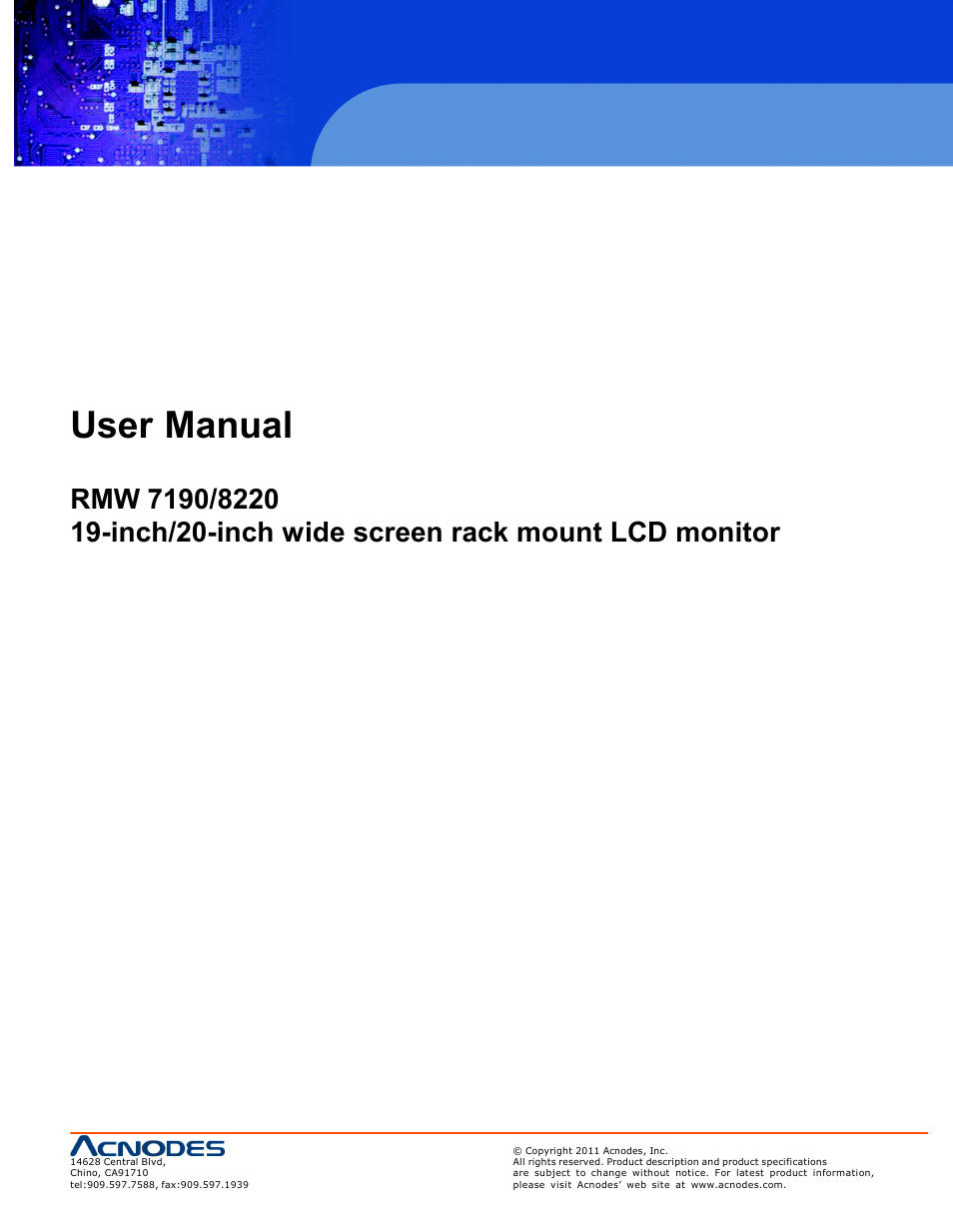 Acnodes RMW 8220 User Manual | 22 pages