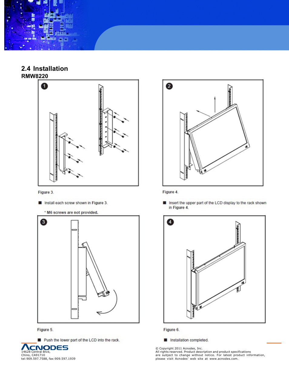 4 installation, Rmw8220 | Acnodes RMW 8220 User Manual | Page 11 / 22