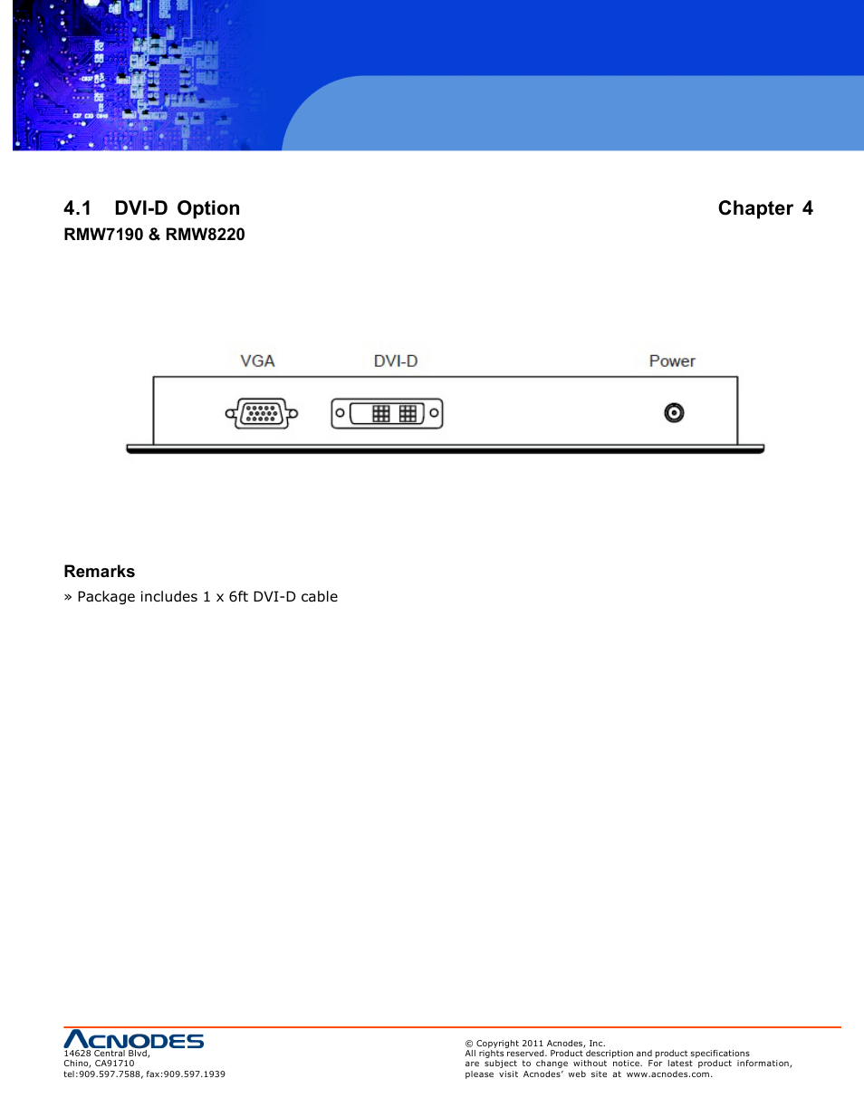 1 dvi-d option chapter 4 | Acnodes RMW 8220 User Manual | Page 15 / 22