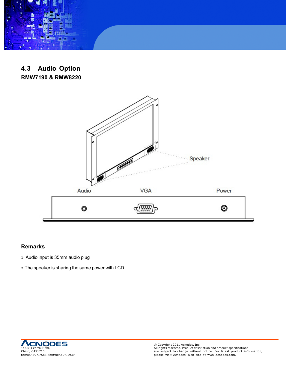 3 audio option | Acnodes RMW 8220 User Manual | Page 17 / 22