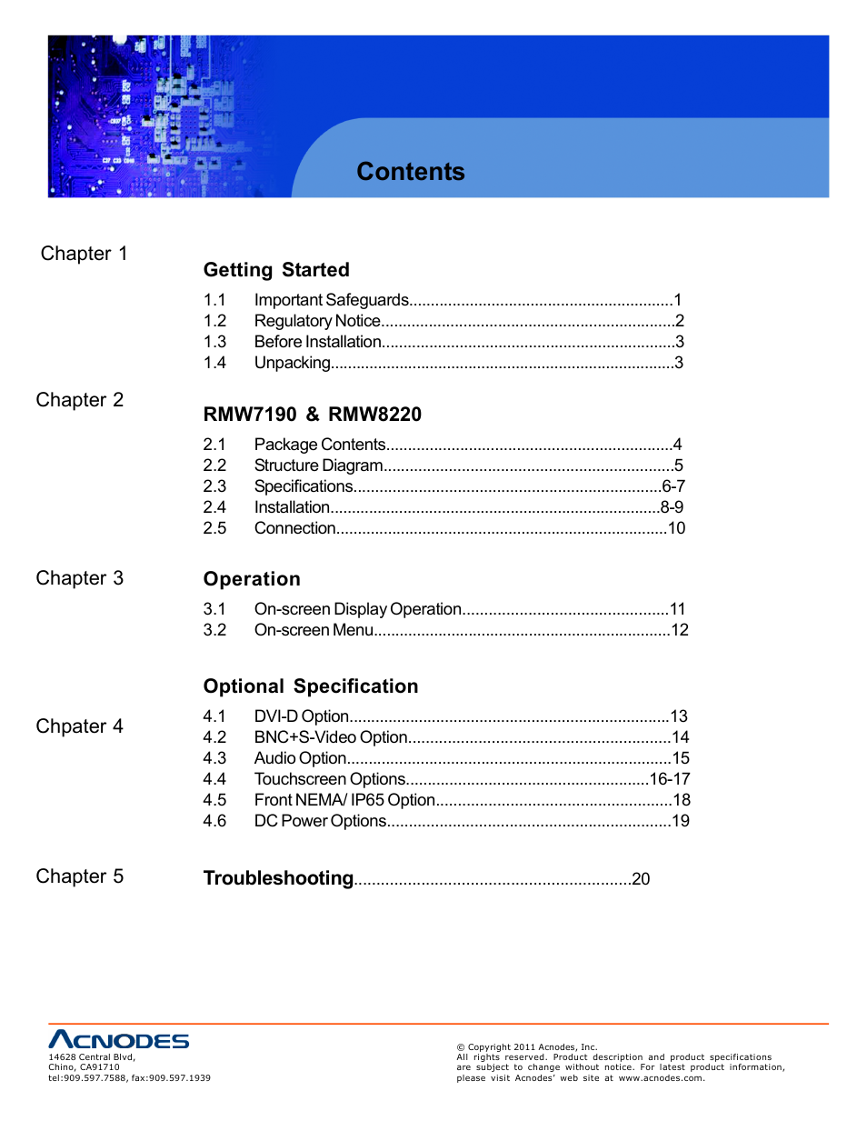 Acnodes RMW 8220 User Manual | Page 2 / 22