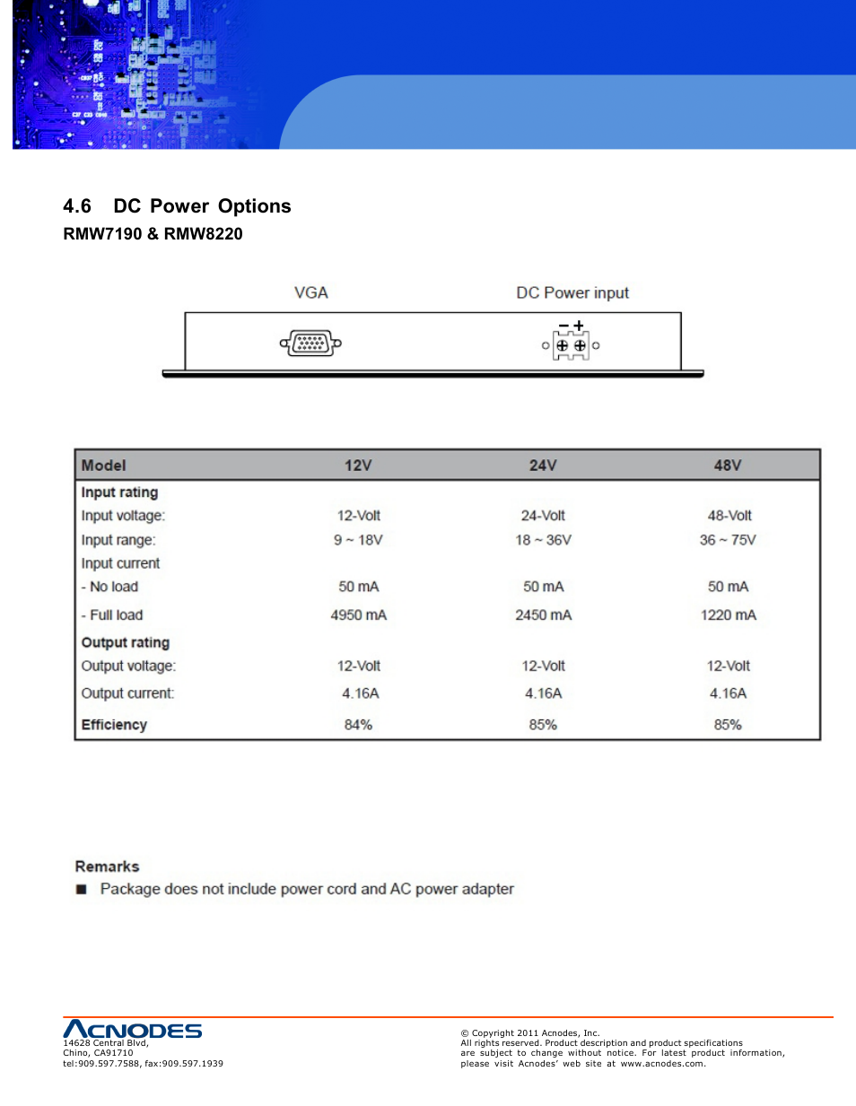 6 dc power options | Acnodes RMW 8220 User Manual | Page 21 / 22