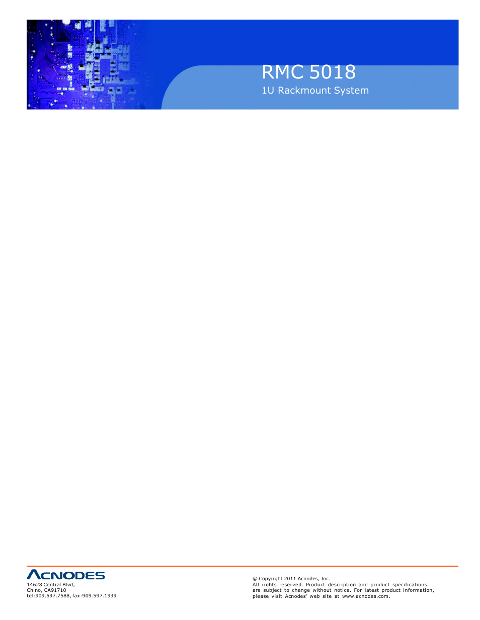 Rmc 5018, Chapter 2 installation | Acnodes RMC 5018 User Manual | Page 14 / 83