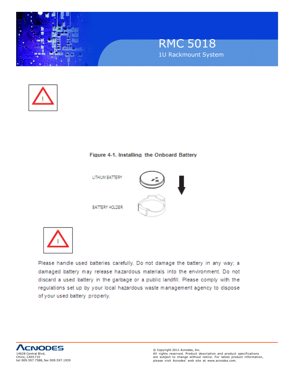 Rmc 5018, 4 operating precautions | Acnodes RMC 5018 User Manual | Page 28 / 83