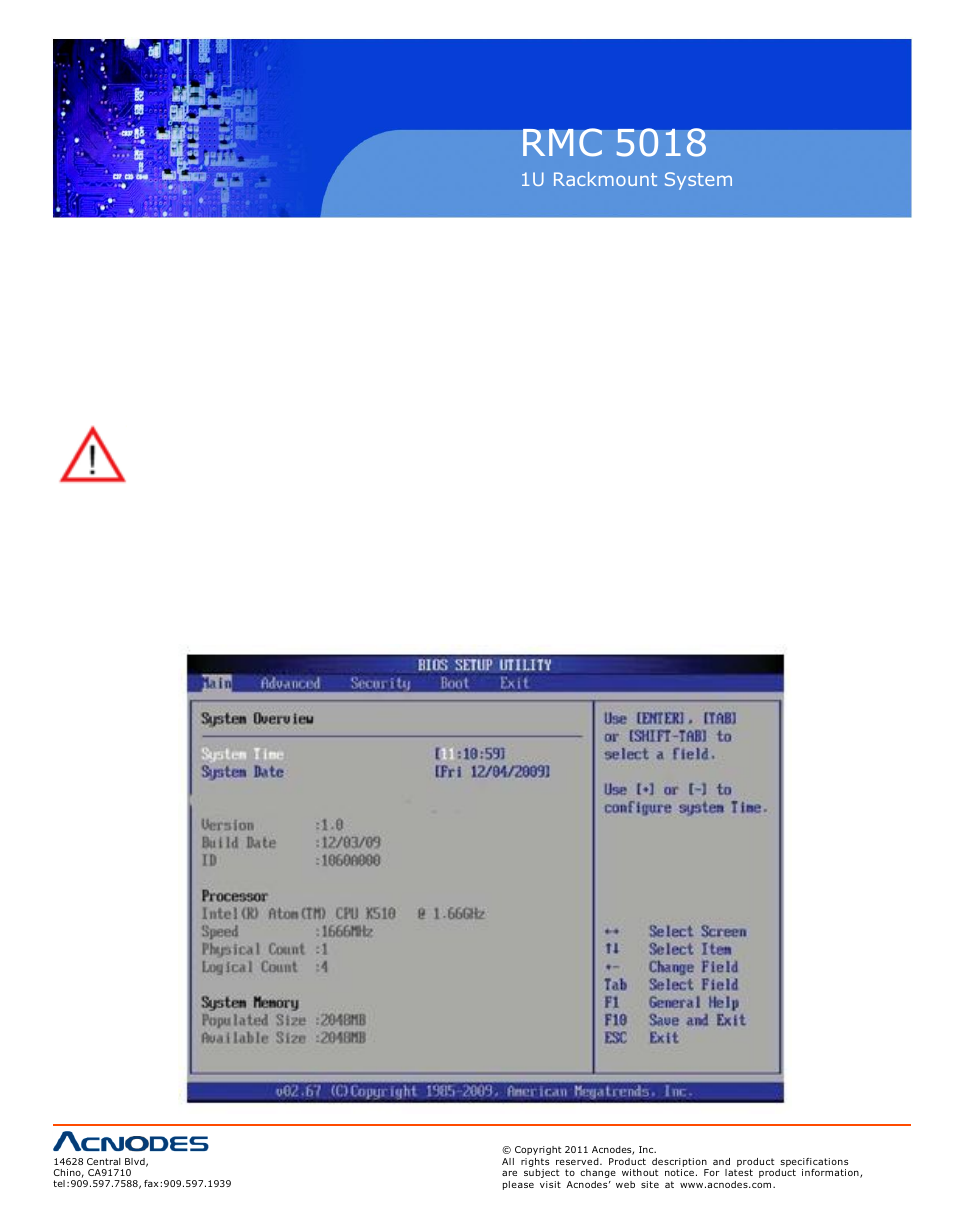 Rmc 5018, 2 main setup | Acnodes RMC 5018 User Manual | Page 58 / 83