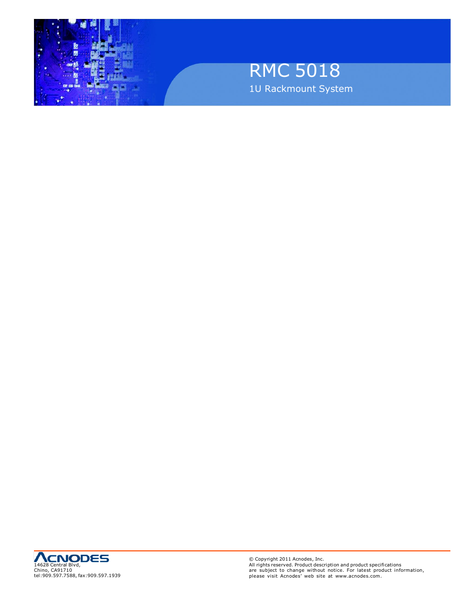 Rmc 5018, Chapter 6 advanced chassis setup, Chapter 7 bios | Appendix a post error beep codes, Appendix b system specifications | Acnodes RMC 5018 User Manual | Page 9 / 83