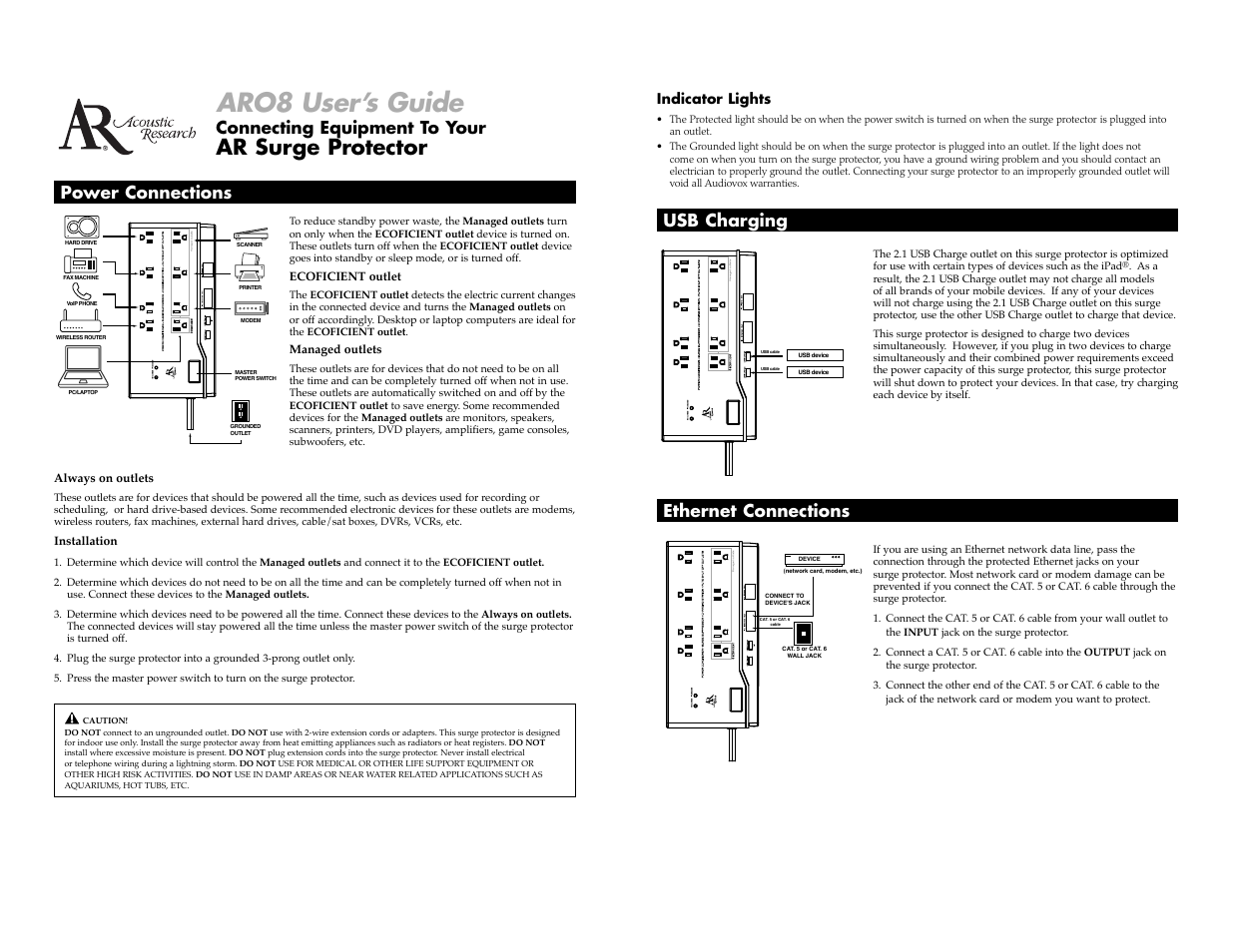 Acoustic Research ARO8 User Manual | 2 pages