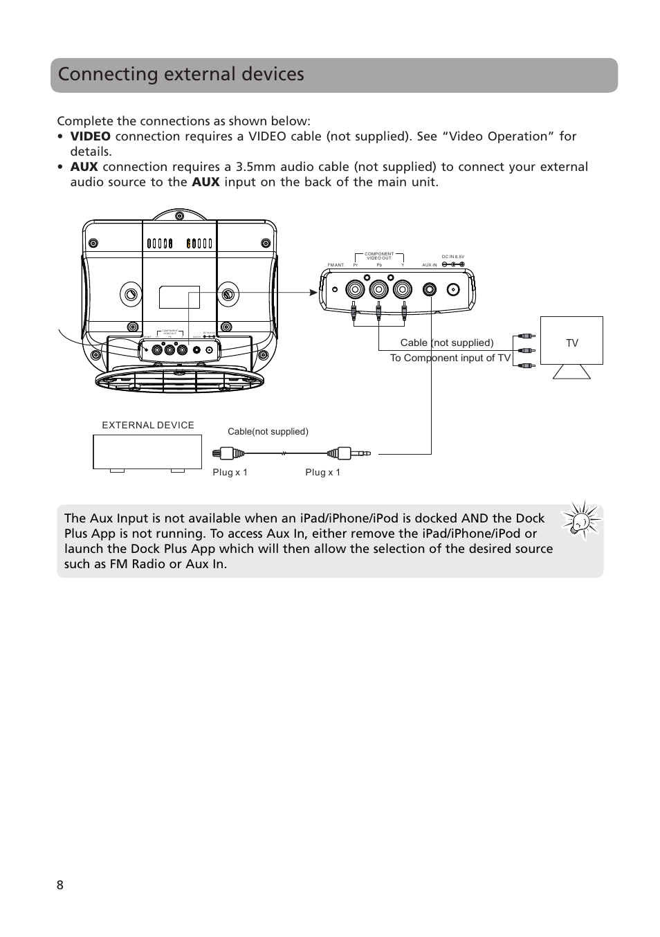Connecting external devices | Acoustic Research ARS28I User Manual | Page 9 / 23