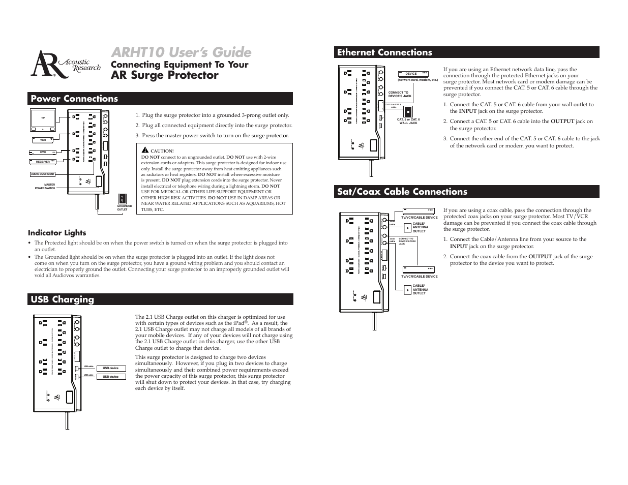 Acoustic Research ARHT10 User Manual | 2 pages