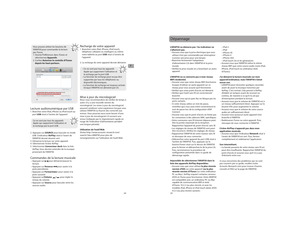 Dépannage | Acoustic Research ARAP50 User Manual | Page 13 / 21