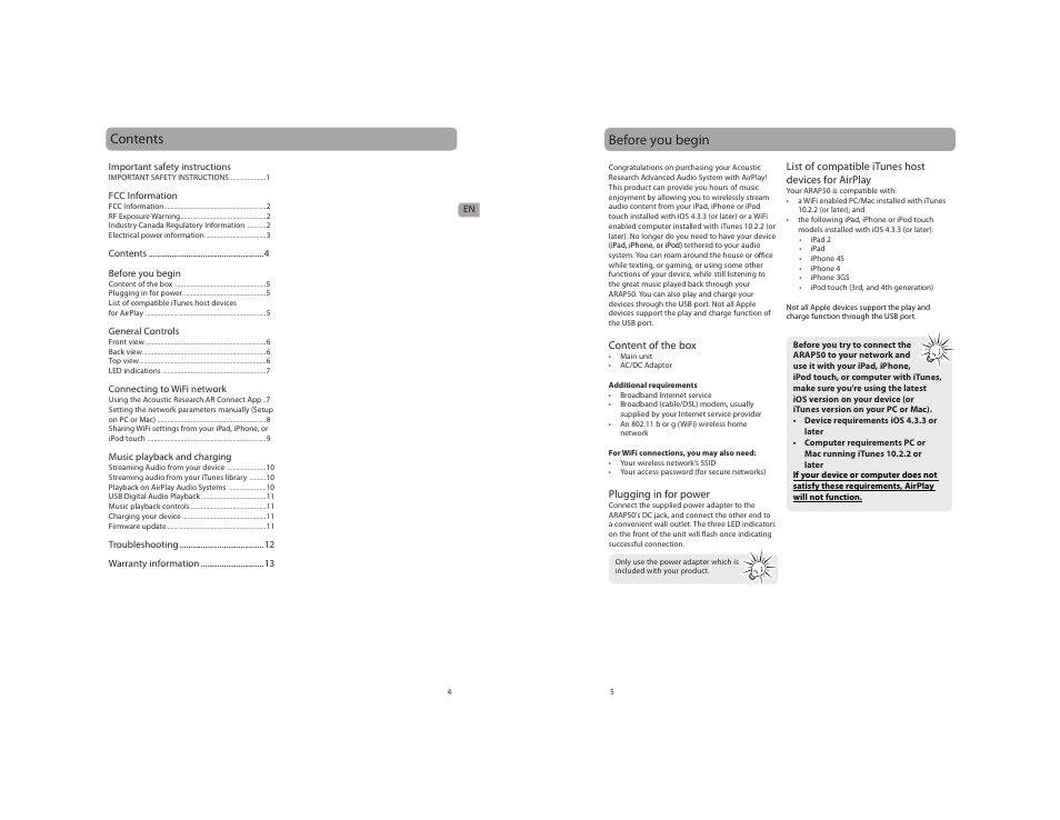 Acoustic Research ARAP50 User Manual | Page 3 / 21