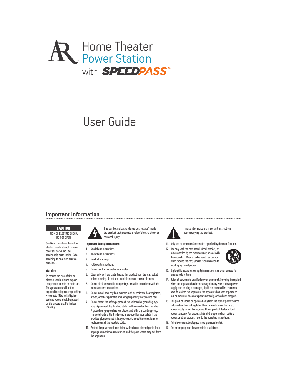 Acoustic Research PW1000 User Manual | 28 pages