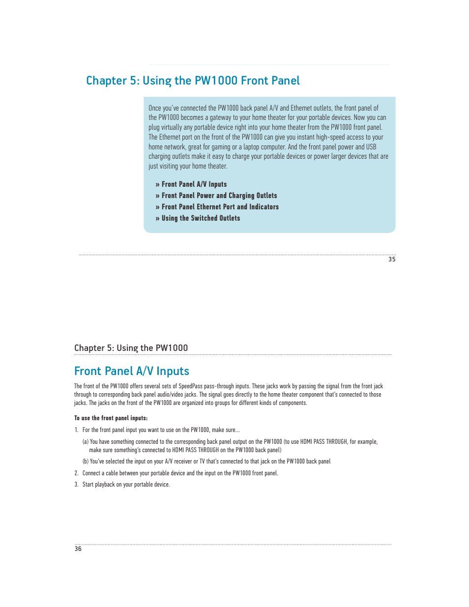 Front panel a/v inputs | Acoustic Research PW1000 User Manual | Page 19 / 28