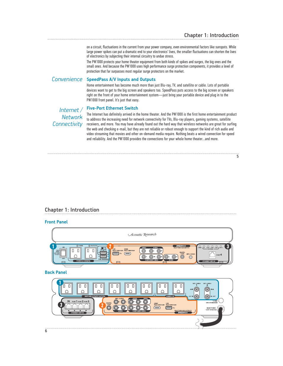 Convenience internet / network connectivity | Acoustic Research PW1000 User Manual | Page 4 / 28