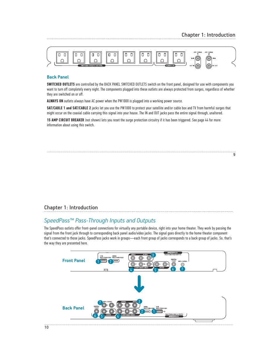 Speedpass™ pass-through inputs and outputs, Chapter 1: introduction | Acoustic Research PW1000 User Manual | Page 6 / 28