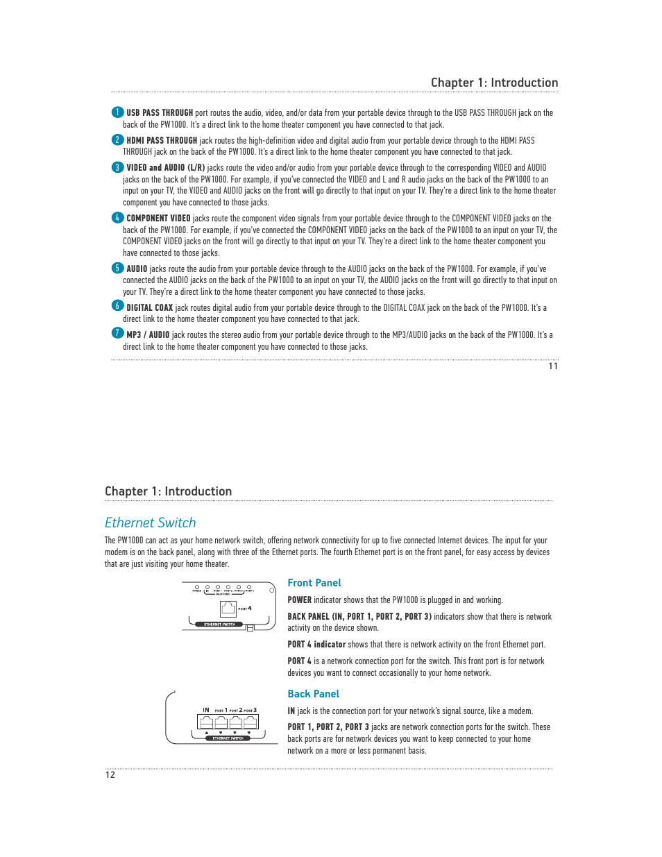 Ethernet switch, Chapter 1: introduction | Acoustic Research PW1000 User Manual | Page 7 / 28