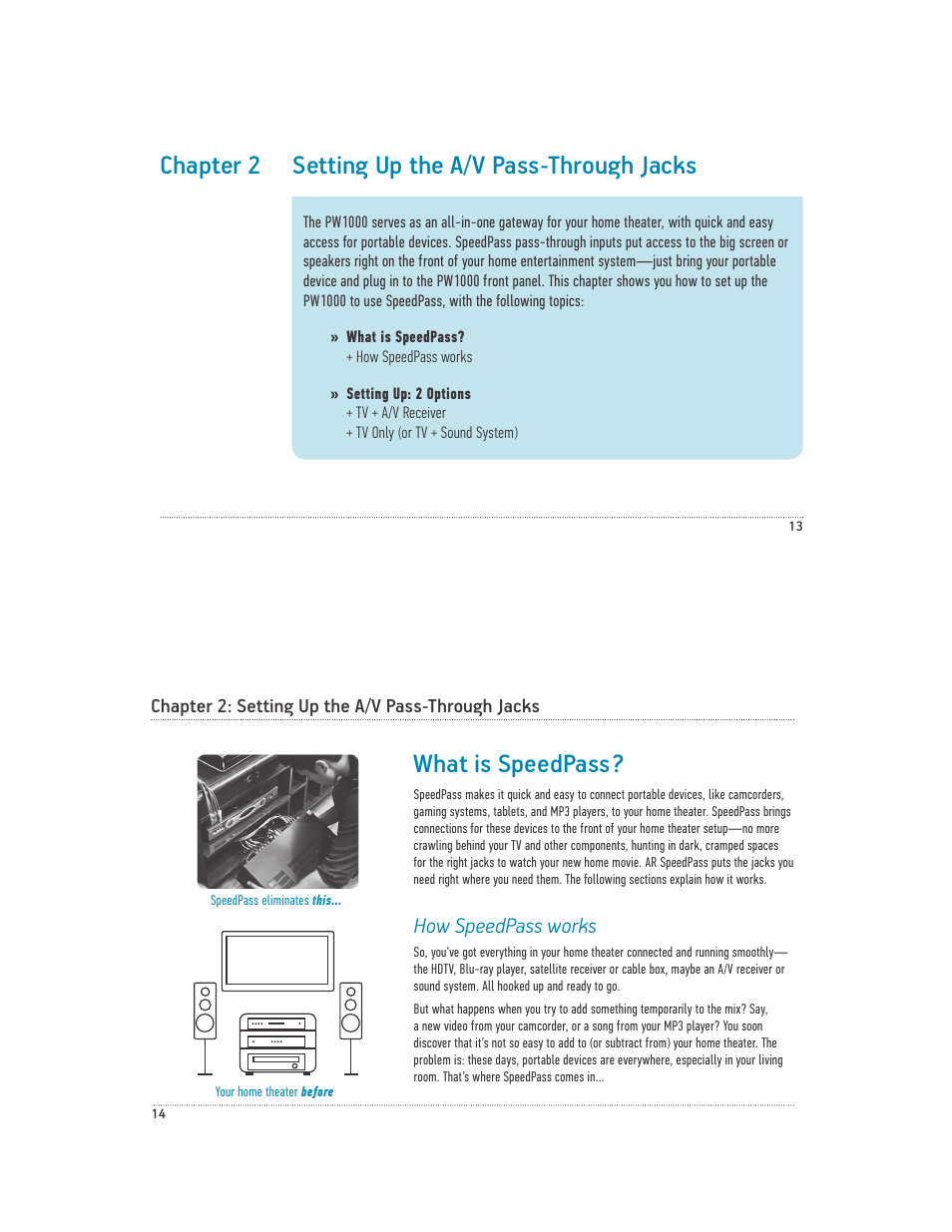 Chapter 2 setting up the a/v pass-through jacks, What is speedpass, How speedpass works | Chapter 2: setting up the a/v pass-through jacks | Acoustic Research PW1000 User Manual | Page 8 / 28