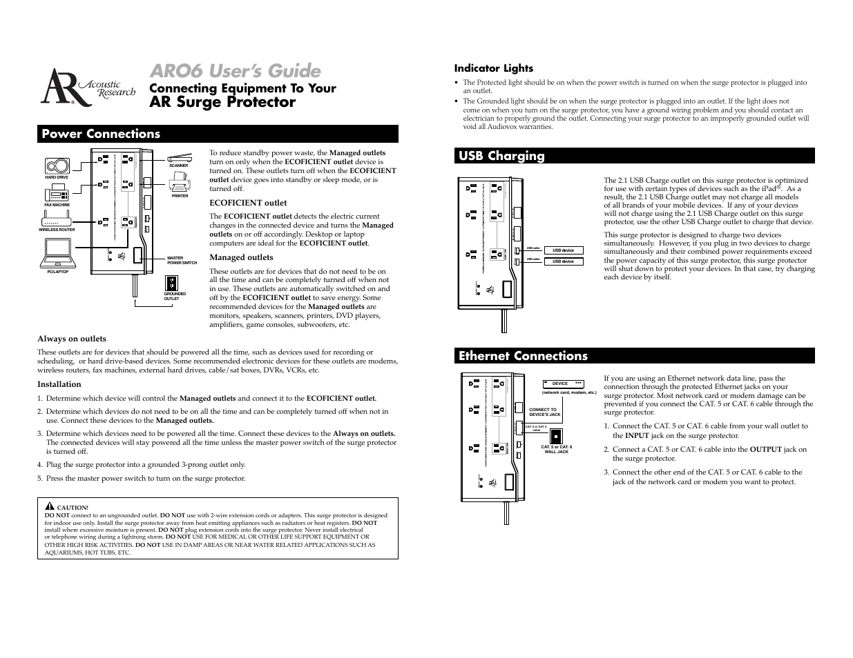 Acoustic Research ARO6 User Manual | 2 pages