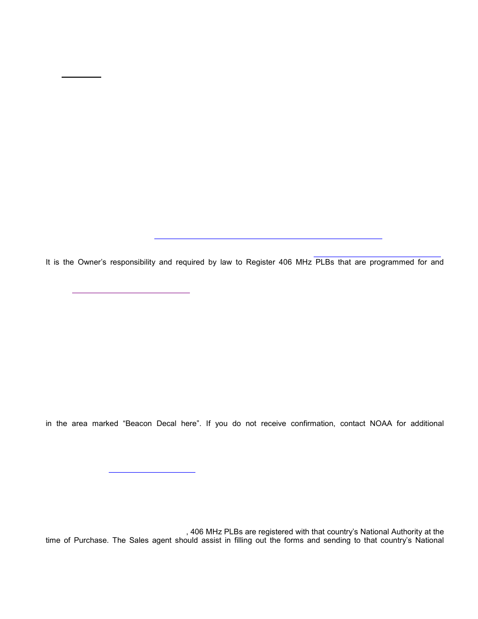 Section 1 - registration of 406 mhz plbs 1.1, Registration importance, Where to register | Registration in the united states, Registration in canada | ACR&Artex MicroFix 406 GPS PLB User Manual | Page 3 / 13