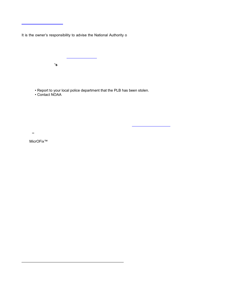 Change of ownership or contact information, Lost or stolen plb’s, Section 2 | Responsible use, Preventing false alerts | ACR&Artex MicroFix 406 GPS PLB User Manual | Page 4 / 13